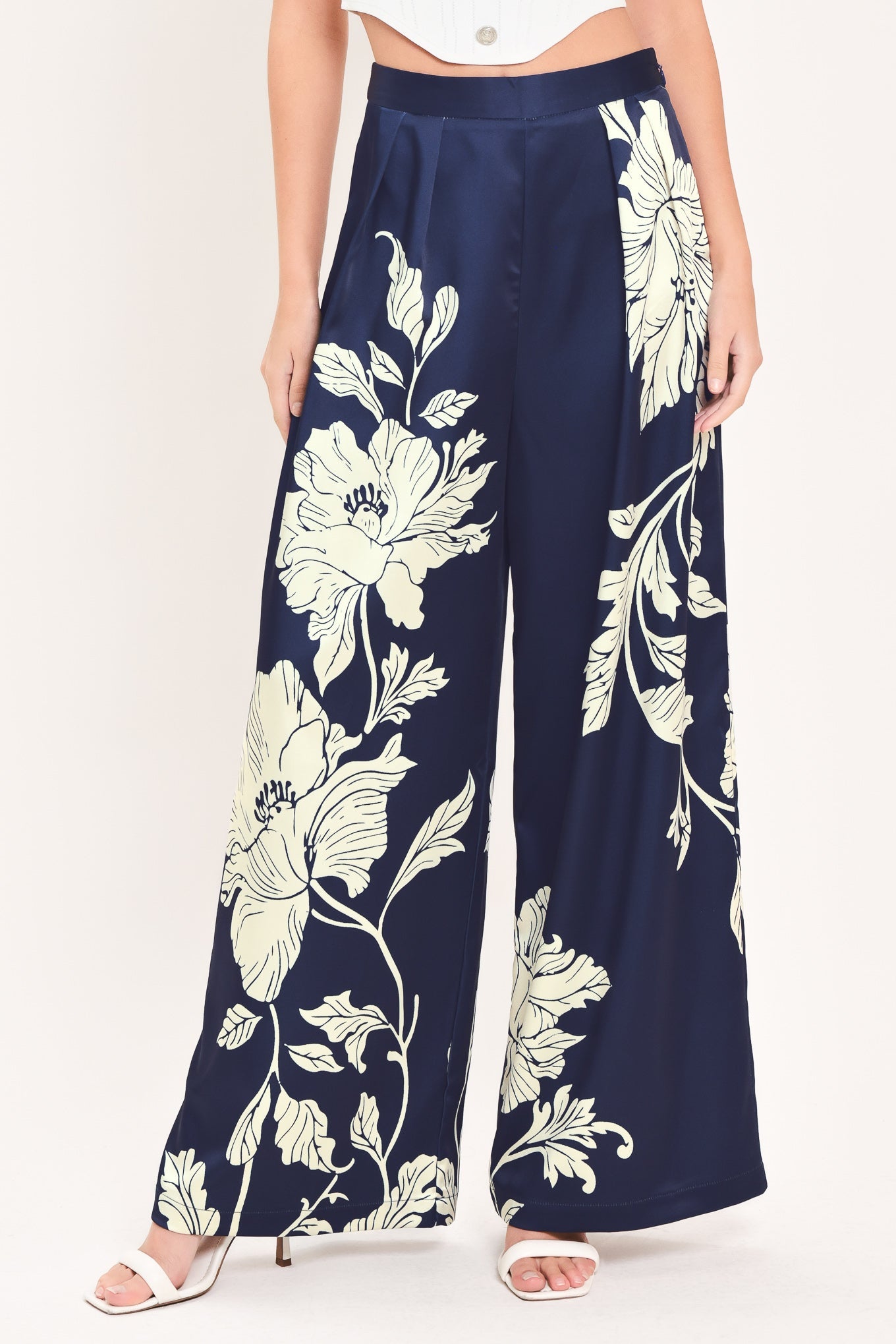 White Magnolia Current Wide Leg Pants