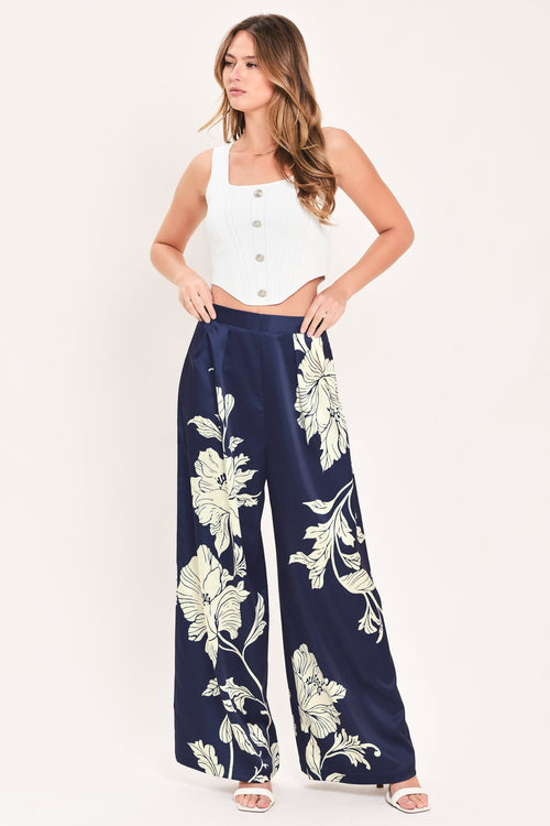 White Magnolia Current Wide Leg Pants