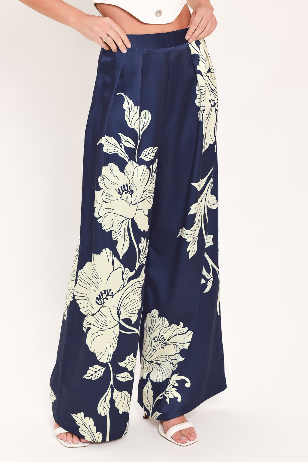 White Magnolia Current Wide Leg Pants