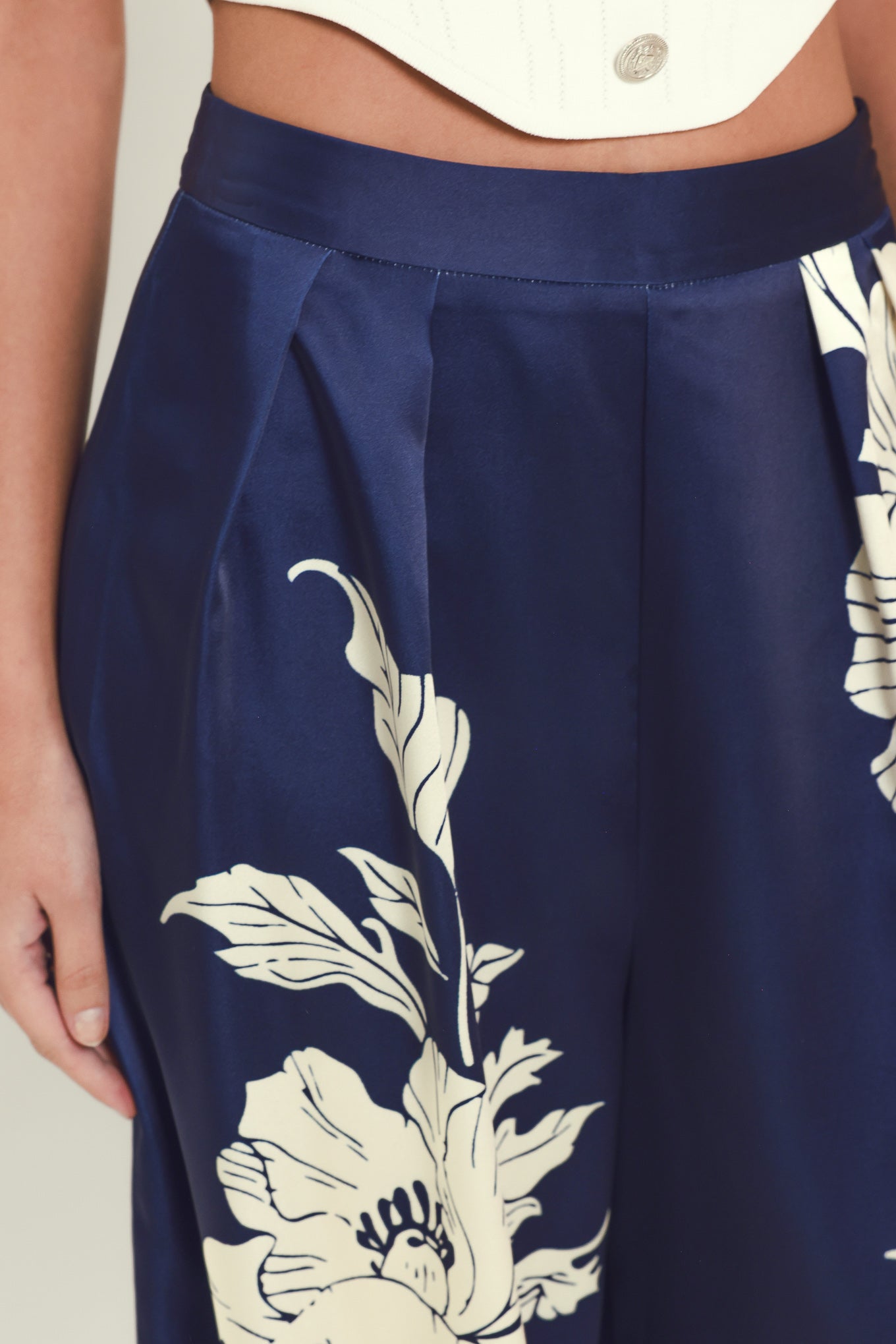 White Magnolia Current Wide Leg Pants
