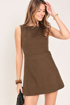 Espresso Date Woven Skort Romper