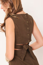 Espresso Date Woven Skort Romper