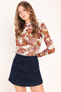 Autumn Leaf Denim Skort