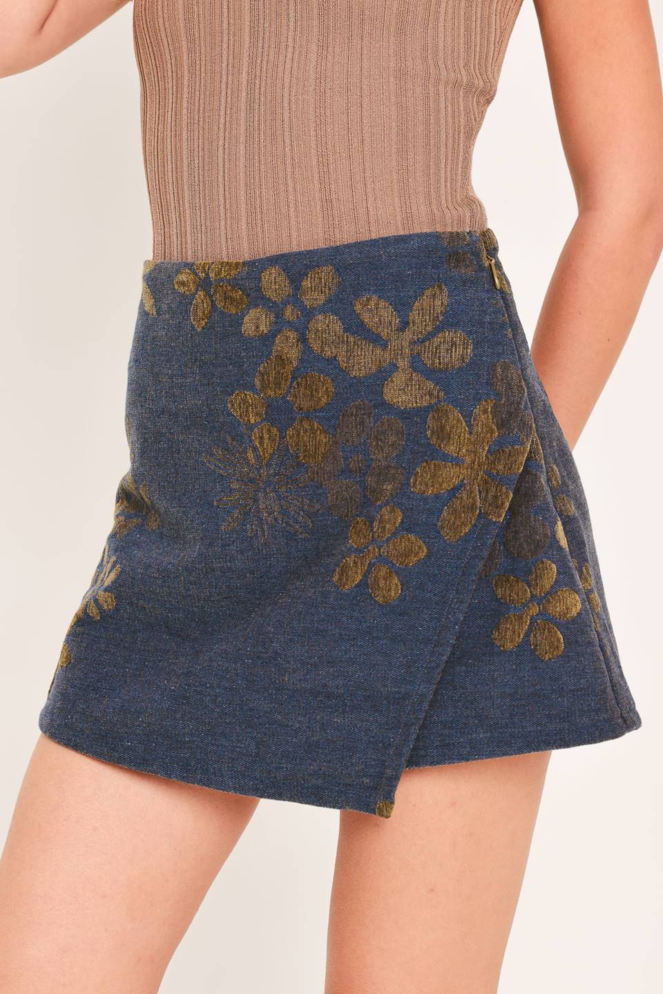 Copper Blossom Jacquard Skort