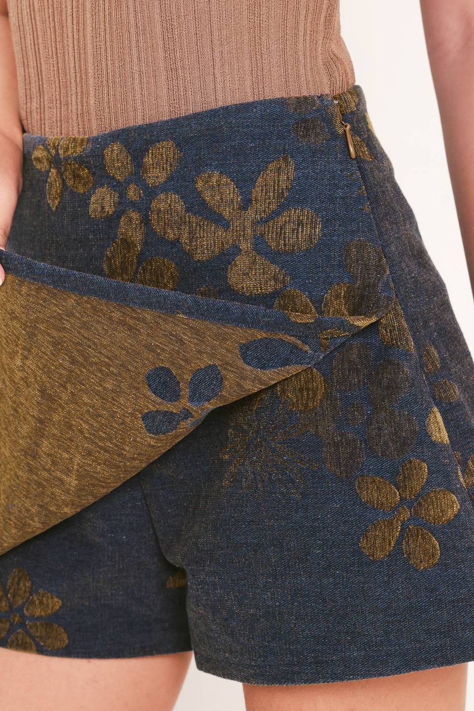 Copper Blossom Jacquard Skort