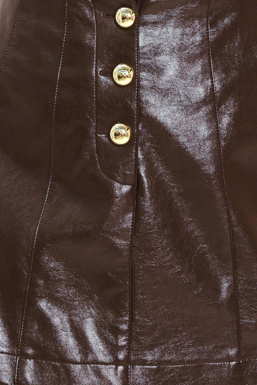 Brown Lacquer Muse Faux Leather Skort
