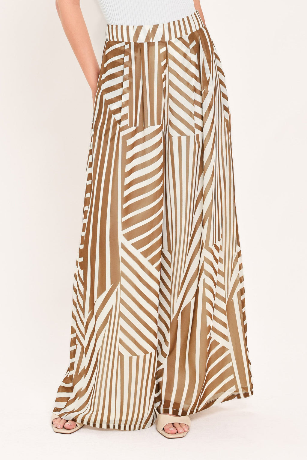 Latte Ribbon Rhapsody Wide Leg Pants