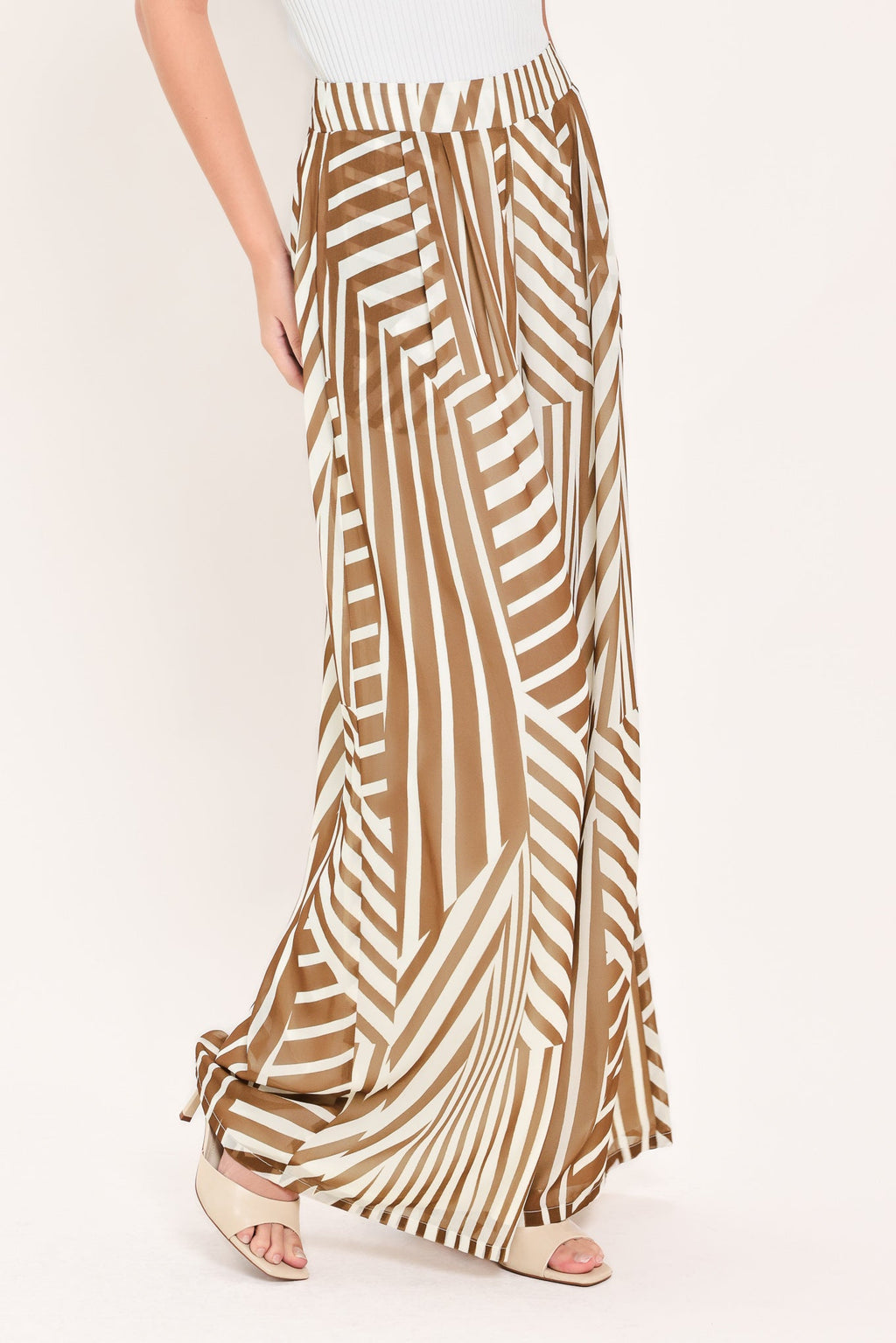 Latte Ribbon Rhapsody Wide Leg Pants