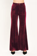 Bordeaux Edge Burgundy Velvet Flare Pants