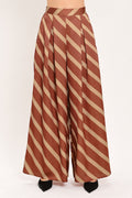 Toffee Diagonal Flow Wide-Leg Pants