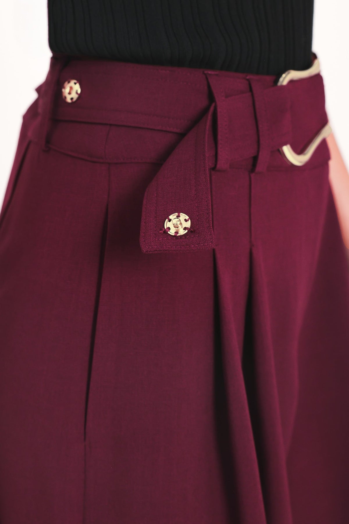 City Chic Buckle-Belted Culotte Pants