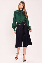 Night Out Chain-Belted Culotte Pants