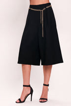 Night Out Chain-Belted Culotte Pants