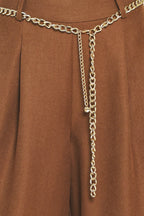Uptown Moment Chain-Belted Wide-Leg Pants
