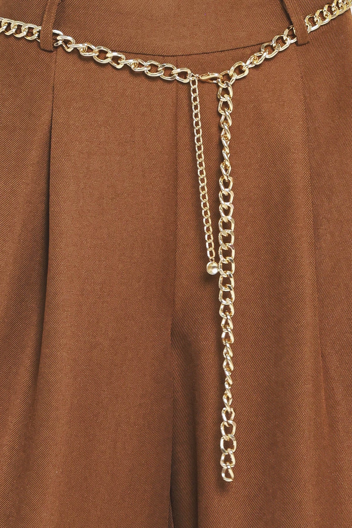 Uptown Moment Chain-Belted Wide-Leg Pants