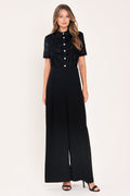 After Dark Black Burnout Velvet Wide-Leg Jumpsuit