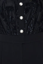 After Dark Black Burnout Velvet Wide-Leg Jumpsuit