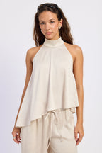 Champagne Satin Halter Top