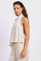 Champagne Satin Halter Top