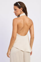 Champagne Satin Halter Top