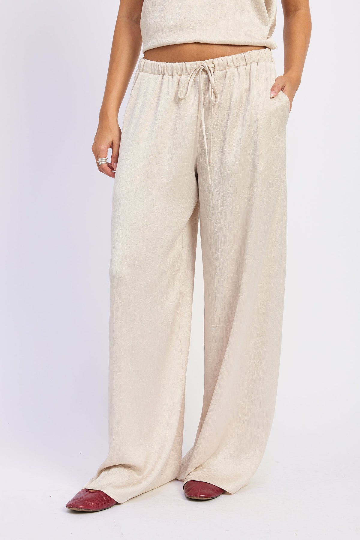 Champagne Satin Pants