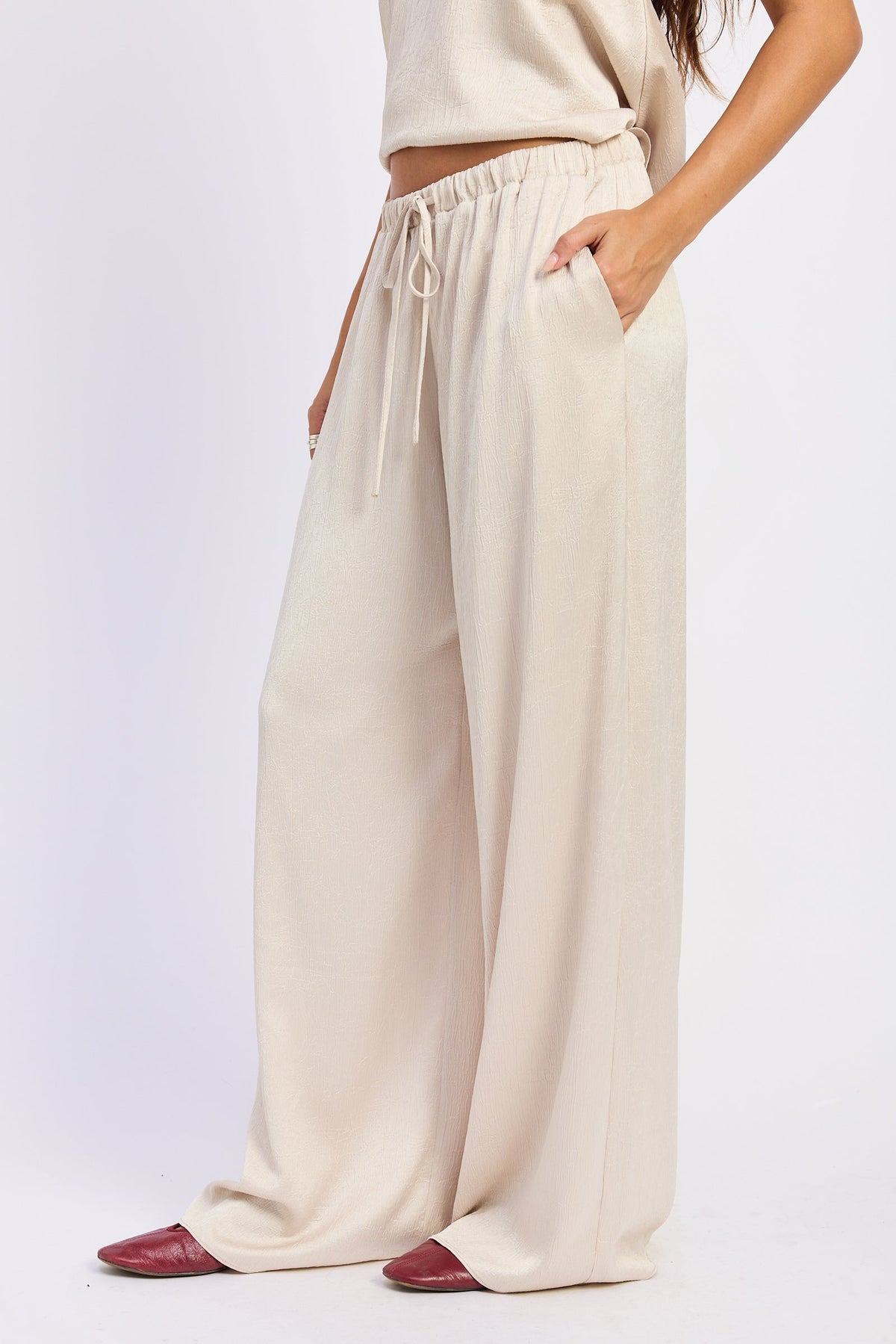 Champagne Satin Pants