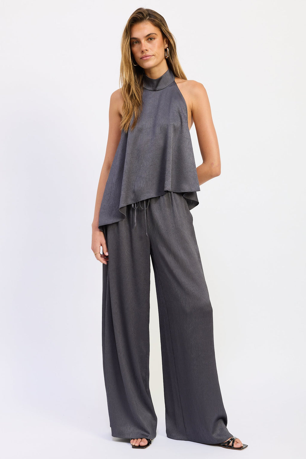 Charcoal Satin Pants
