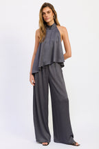 Charcoal Satin Pants