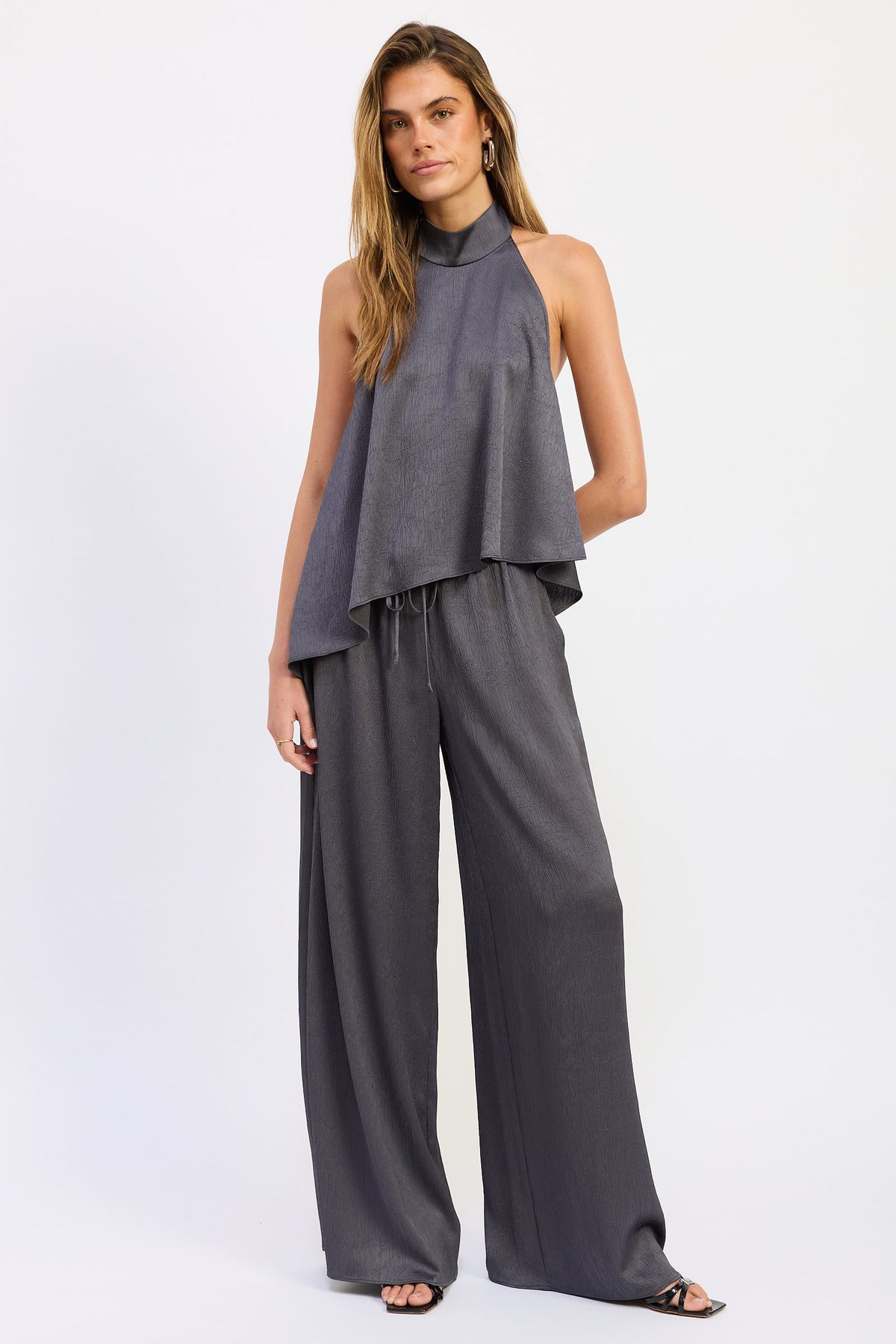 Charcoal Satin Pants