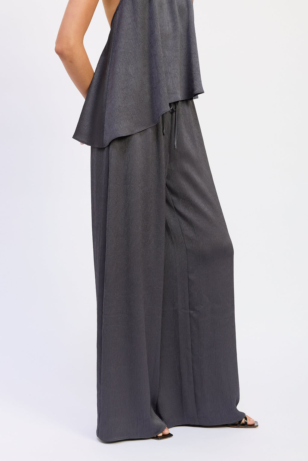 Charcoal Satin Pants