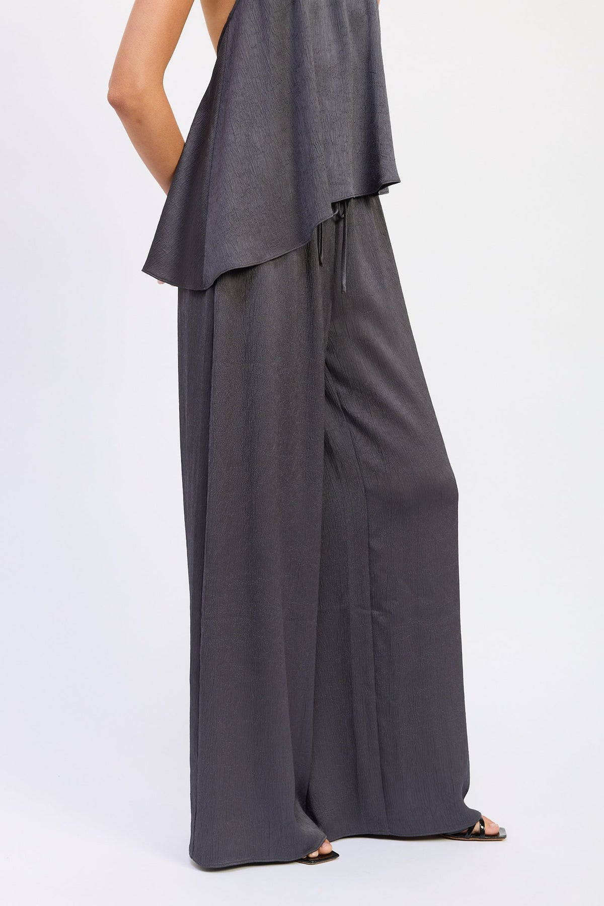 Charcoal Satin Pants
