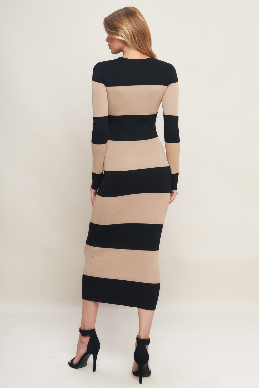 MODERN ATTITUDE STRIPE SWEATER MIDI DRESS