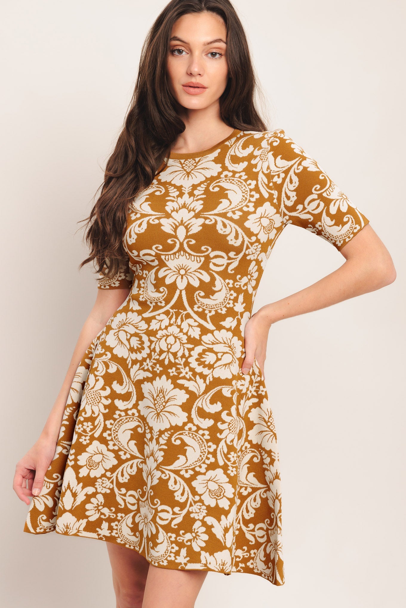 AMBER BLOOM SWEATER KNIT MINI DRESS