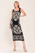 Greek Isle Glam Jacquard Midi Dress