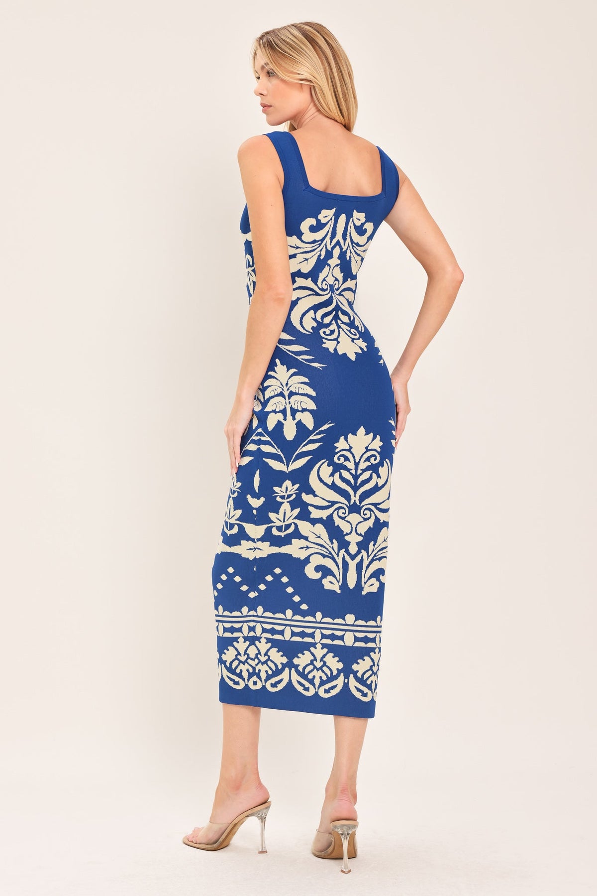Greek Isle Glam Jacquard Midi Dress