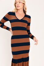 Cognac Navy Rhythm Sweater Knit Midi Mermaid Dress