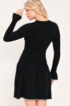 Noir Trim Sweetheart Sweater Mini Dress