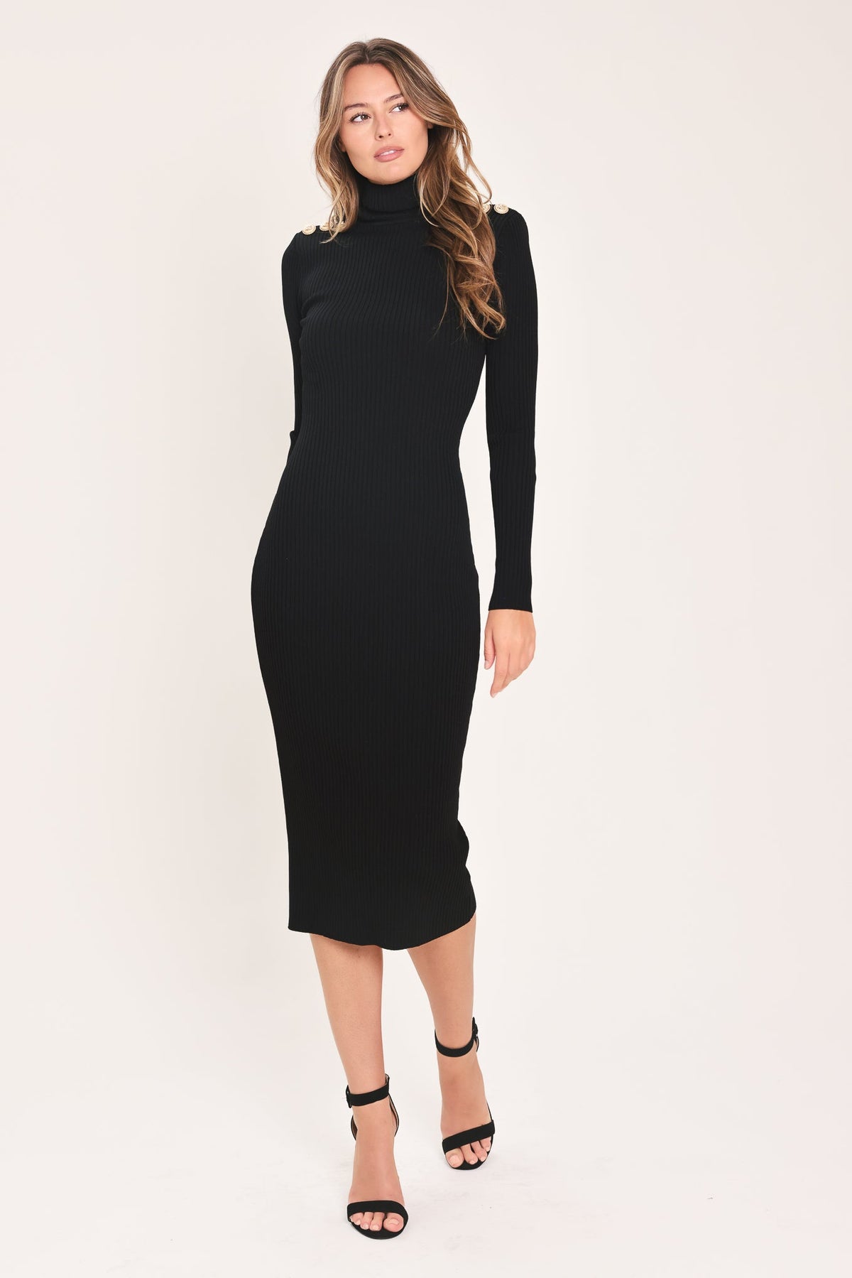 Polished Moments Turtleneck Sweater Midi Dress