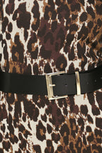Wildly Polished Leopard Belted Sweater Mini Dress