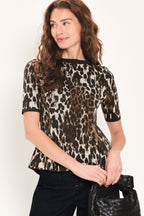 Wildly Polished Leopard Peplum Sweater Top