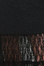 Midnight Shimmer Black Metallic Lace-Hem Sweater Maxi Dress