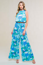 Maritime Muse Woven Plisse Top And Pant Set