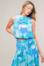 Maritime Muse Woven Plisse Top And Pant Set