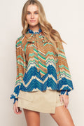 Boho print blouse/top