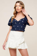 Bebe Alert Navy Woven Top