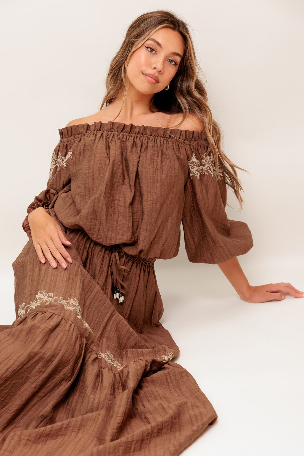 FULL SPEED AHEAD BROWN WOVEN TOP