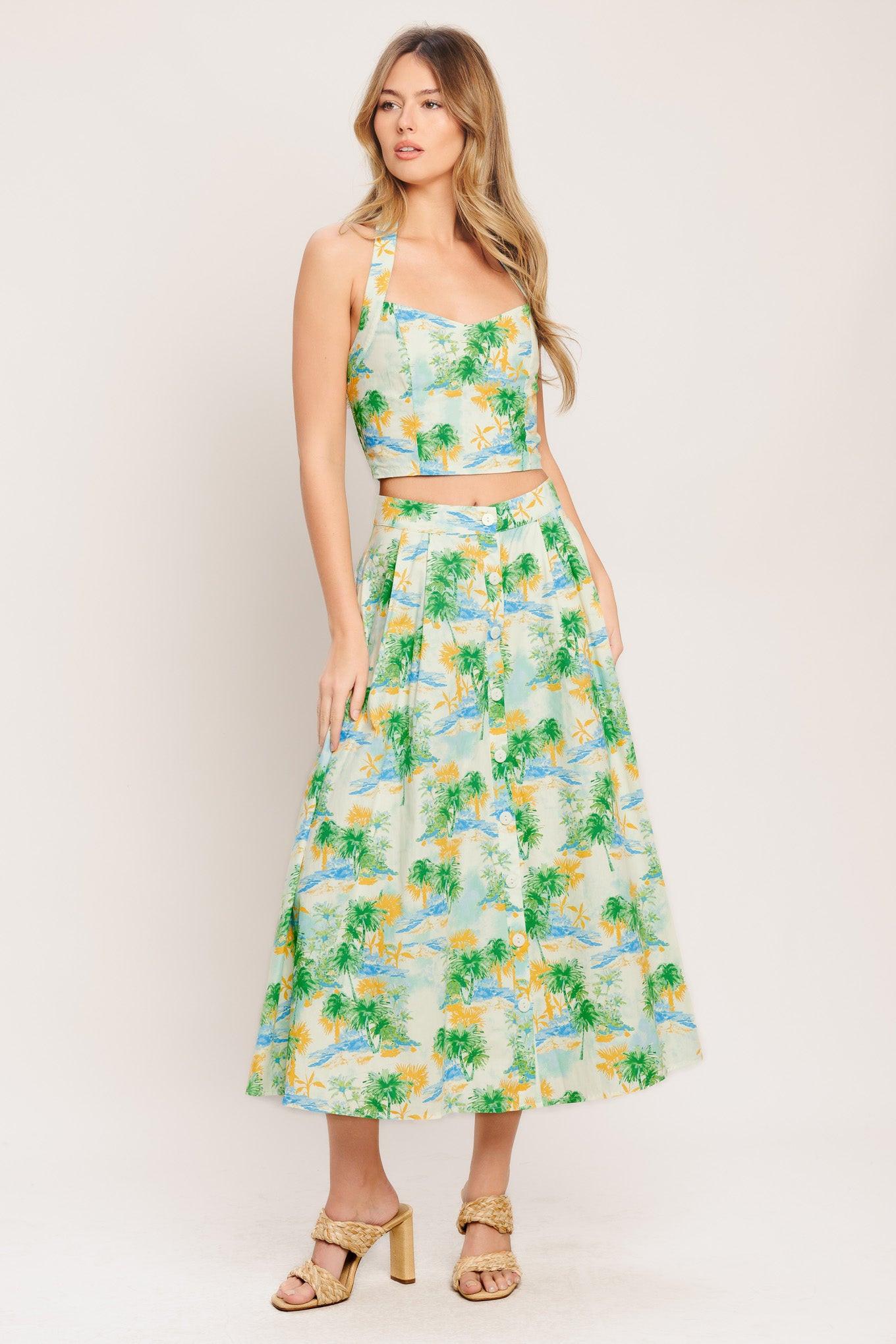 Picture Perfect Woven Top And Skirt Set
