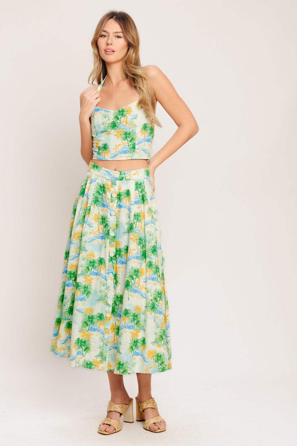 PICTURE PERFECT WOVEN TOP AND SKIRT SET
