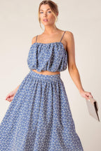 The Beauty of Now Woven Eyelet Top and Skirt Set