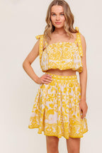 Twig Light Noir Woven Top and Skirt Set